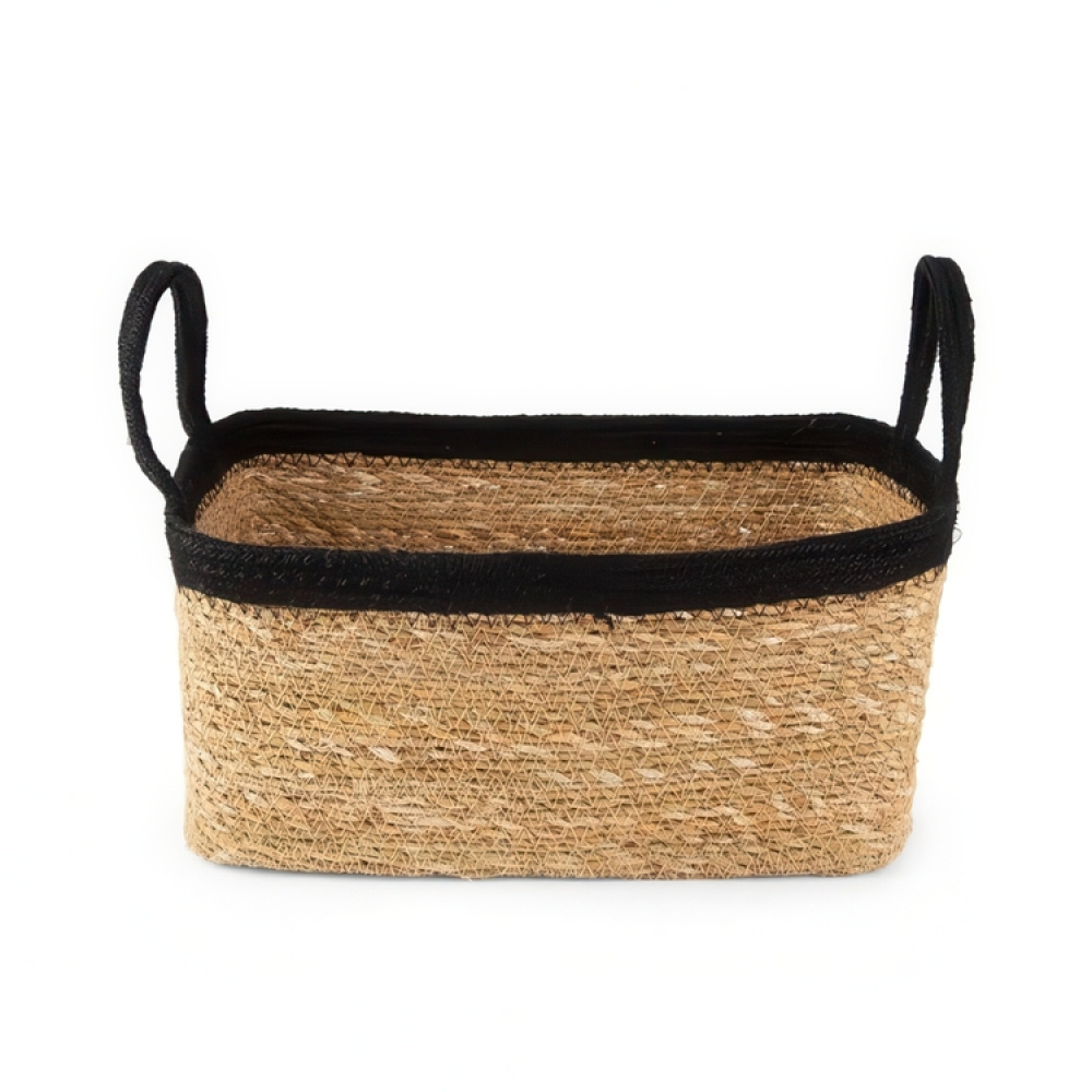 Oppbevaringskurv i sjøgress og jute, MEDIUM PANIER DE RANGEMENT, 29 x 20 x H 15 cm, Natur / Svart i gruppen Oppbevaring / Garderoboppbevaring hos SmartaSaker.se (40735)