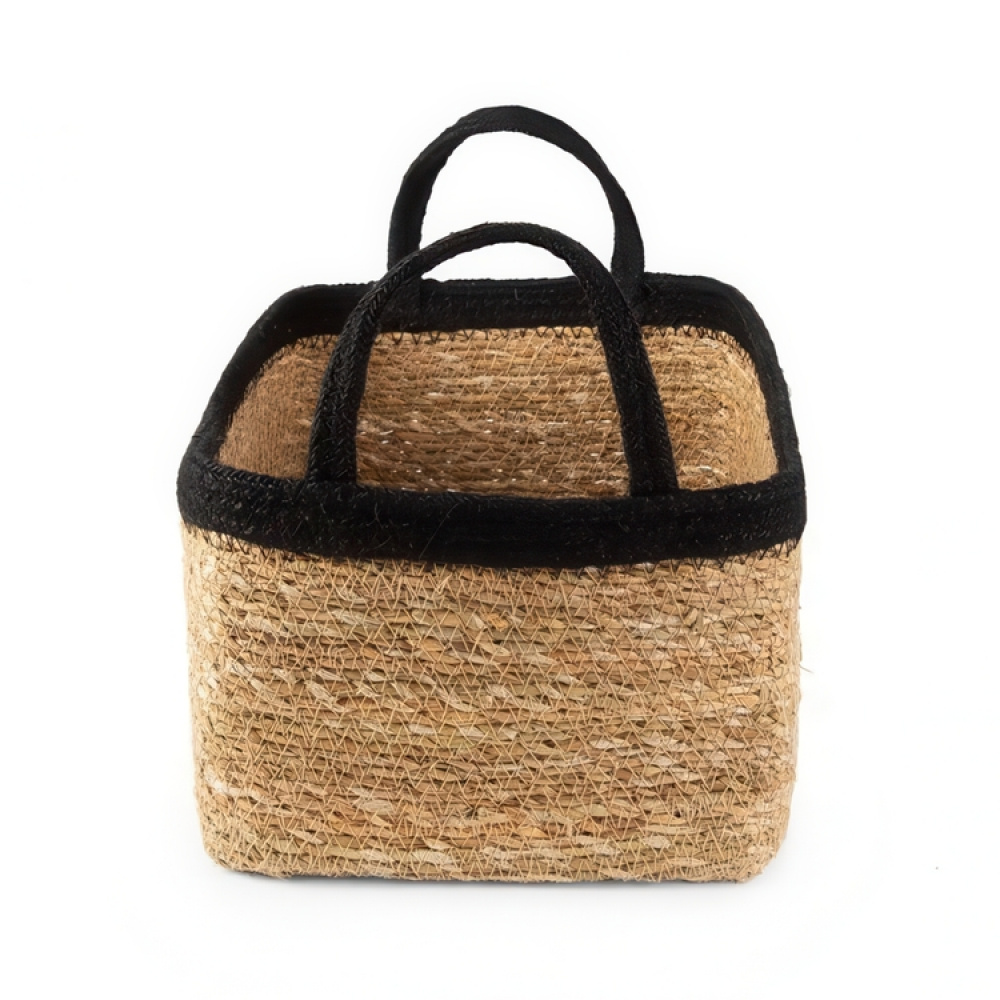 Oppbevaringskurv i sjøgress og jute, MEDIUM PANIER DE RANGEMENT, 29 x 20 x H 15 cm, Natur / Svart i gruppen Oppbevaring / Garderoboppbevaring hos SmartaSaker.se (40735)
