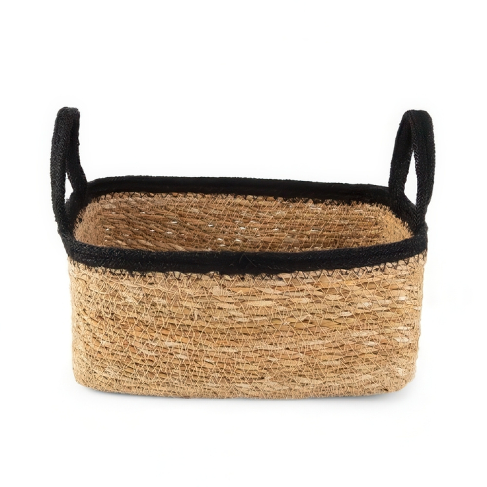 Oppbevaringskurv av sjøgress og jute, SMALL PANIER DE RANGEMENT, 24 x 15 x H 12 cm, Natur / Svart i gruppen Oppbevaring / Garderoboppbevaring hos SmartaSaker.se (40736)
