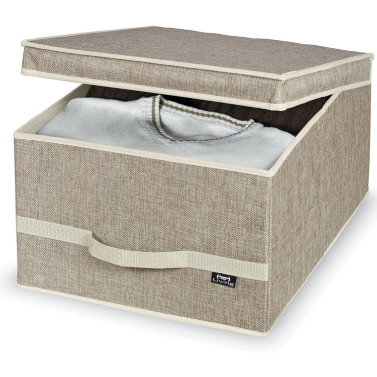 Oppbevaringsboks i tekstil, 50x38x24 cm, sand i gruppen Oppbevaring / Oppbevaringsbokser hos SmartaSaker.se (40805)