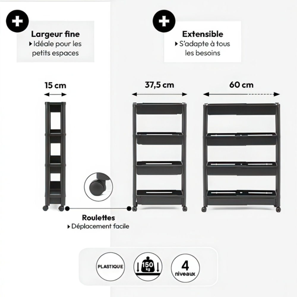 Uttrekkbar oppbevaringsvogn, 37,5–60 cm i gruppen Oppbevaring hos SmartaSaker.se (40887)