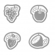Binders i form av frukt E-CLIPS - FRUIT, 16 stk, Midori, Sølv