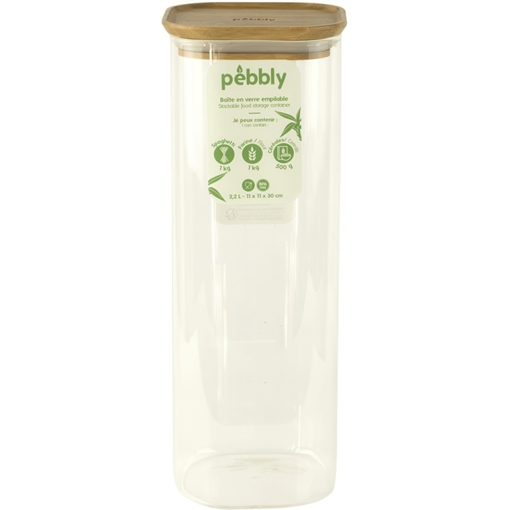 Høy glasskrukke med bambuslokk 2,2L, Pebbly i gruppen Oppbevaring hos SmartaSaker.se (41008)