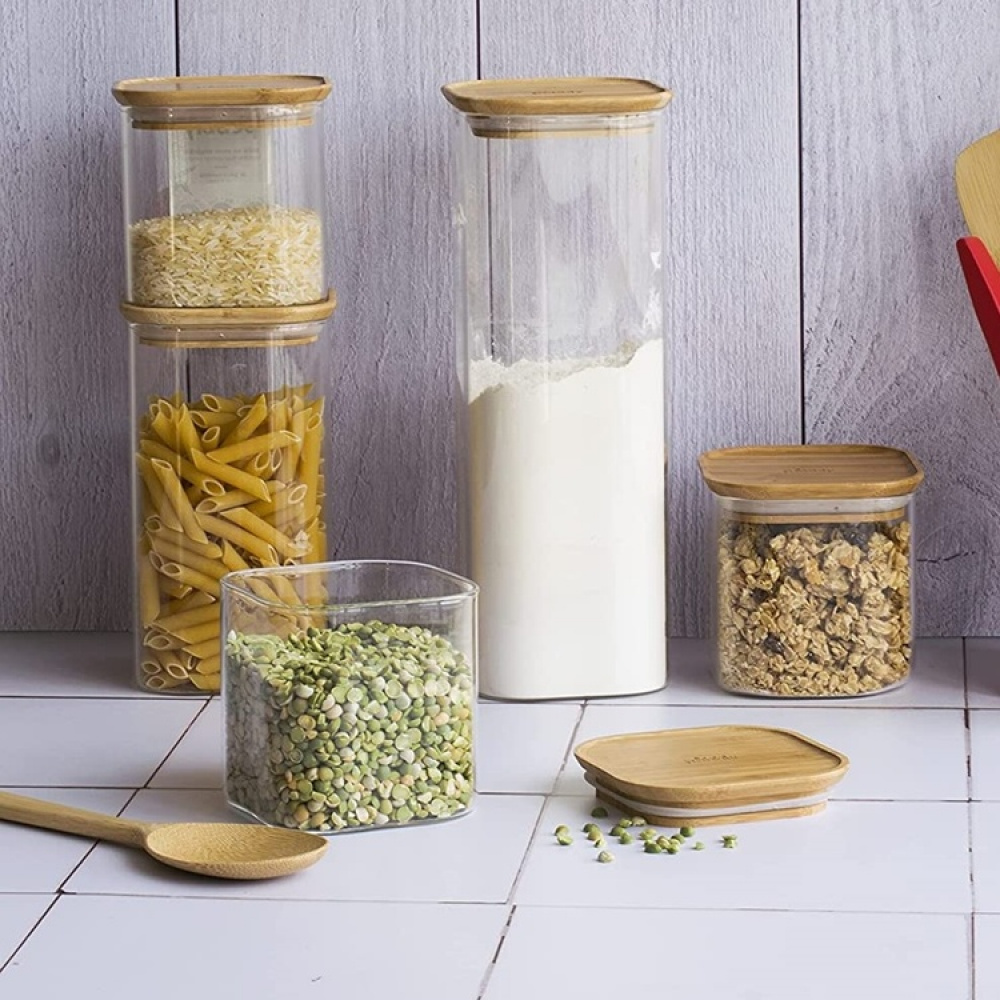 Glasskrukke med bambulokk 1,4L, Pebbly i gruppen Oppbevaring hos SmartaSaker.se (41018)