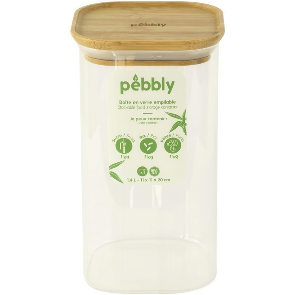 Glasskrukke med bambulokk 1,4L, Pebbly i gruppen Oppbevaring hos SmartaSaker.se (41018)