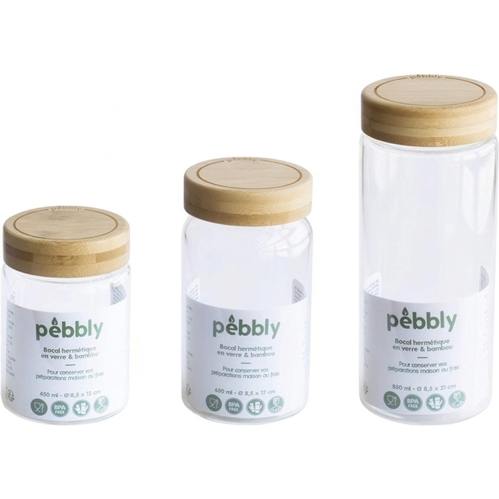 Glasskrukke med bambulokk 0,85 L, Pebbly i gruppen Oppbevaring / Kjøkkenskap hos SmartaSaker.se (41022)