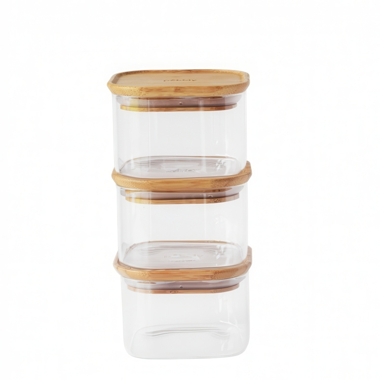 Glasskrukke med bambulokk 0,5 L 3-pack, Pebbly i gruppen Oppbevaring hos SmartaSaker.se (41023)