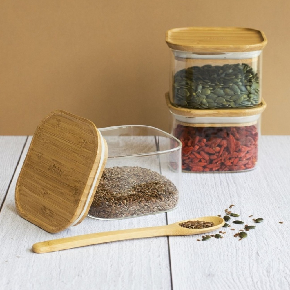 Glasskrukke med bambulokk 0,5 L 3-pack, Pebbly i gruppen Oppbevaring hos SmartaSaker.se (41023)