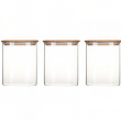 Glasskrukke med bambulokk 0,8 L 3-pack, Pebbly