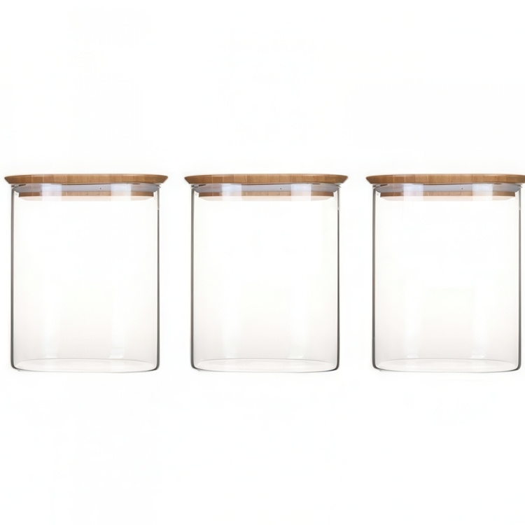 Glasskrukke med bambulokk 0,8 L 3-pack, Pebbly i gruppen Oppbevaring hos SmartaSaker.se (41024)