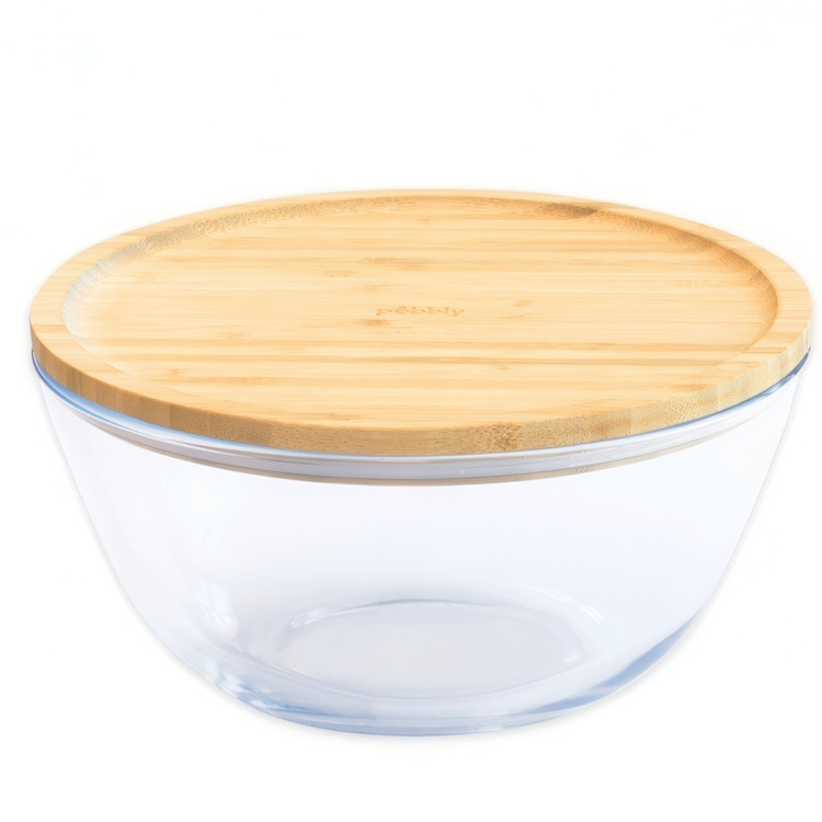 Glassbolle med bambulokk 2,6L, Pebbly i gruppen Oppbevaring hos SmartaSaker.se (41033)