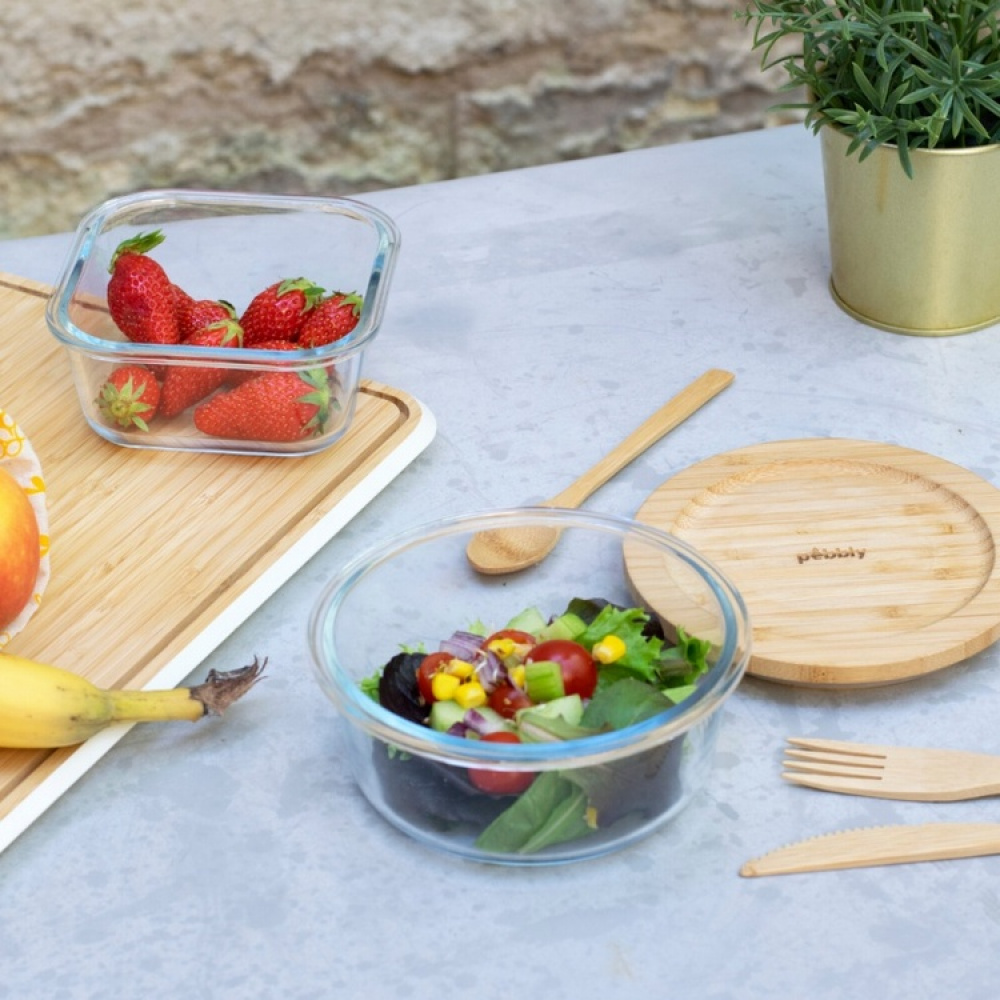 Glassbolle med bambulokk 0,62 L, Pebbly i gruppen Oppbevaring hos SmartaSaker.se (41034)