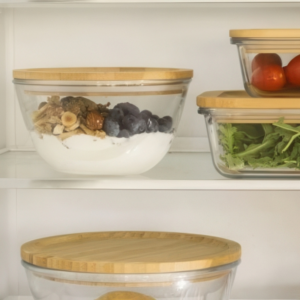 Glassbolle med bambulokk 0,77 L, Pebbly i gruppen Oppbevaring hos SmartaSaker.se (41035)