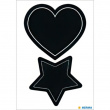 Tavle-etiketter, HERMA LARGE HEART / STAR, 4 stk, Svarte