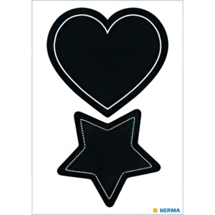Tavle-etiketter, HERMA LARGE HEART / STAR, 4 stk, Svarte i gruppen Oppbevaring / Outlet hos SmartaSaker.se (41037)