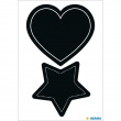 Tavle-etiketter, HERMA LARGE HEART / STAR, 4 stk, Svarte