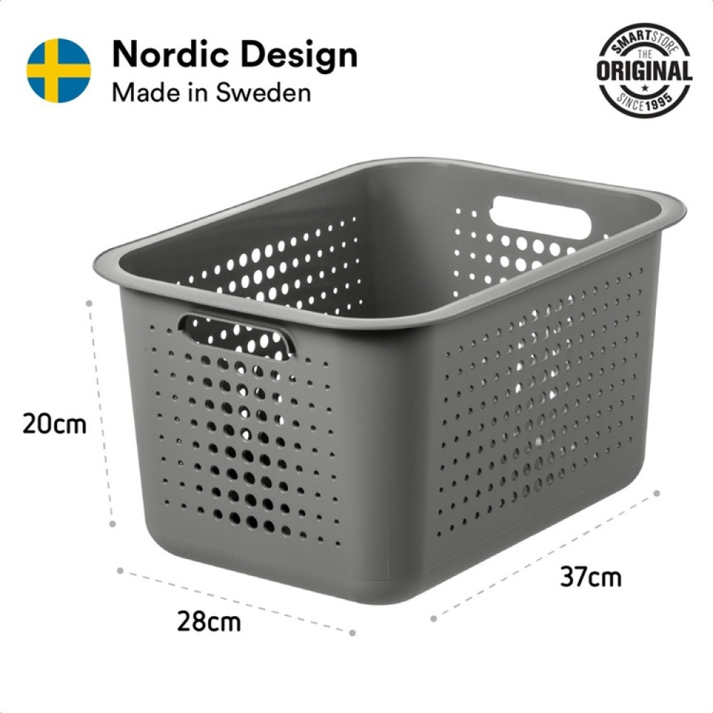 Oppbevaringskurv i resirkulert plast 13L, SmartStore, Grå i gruppen Oppbevaring hos SmartaSaker.se (41468)