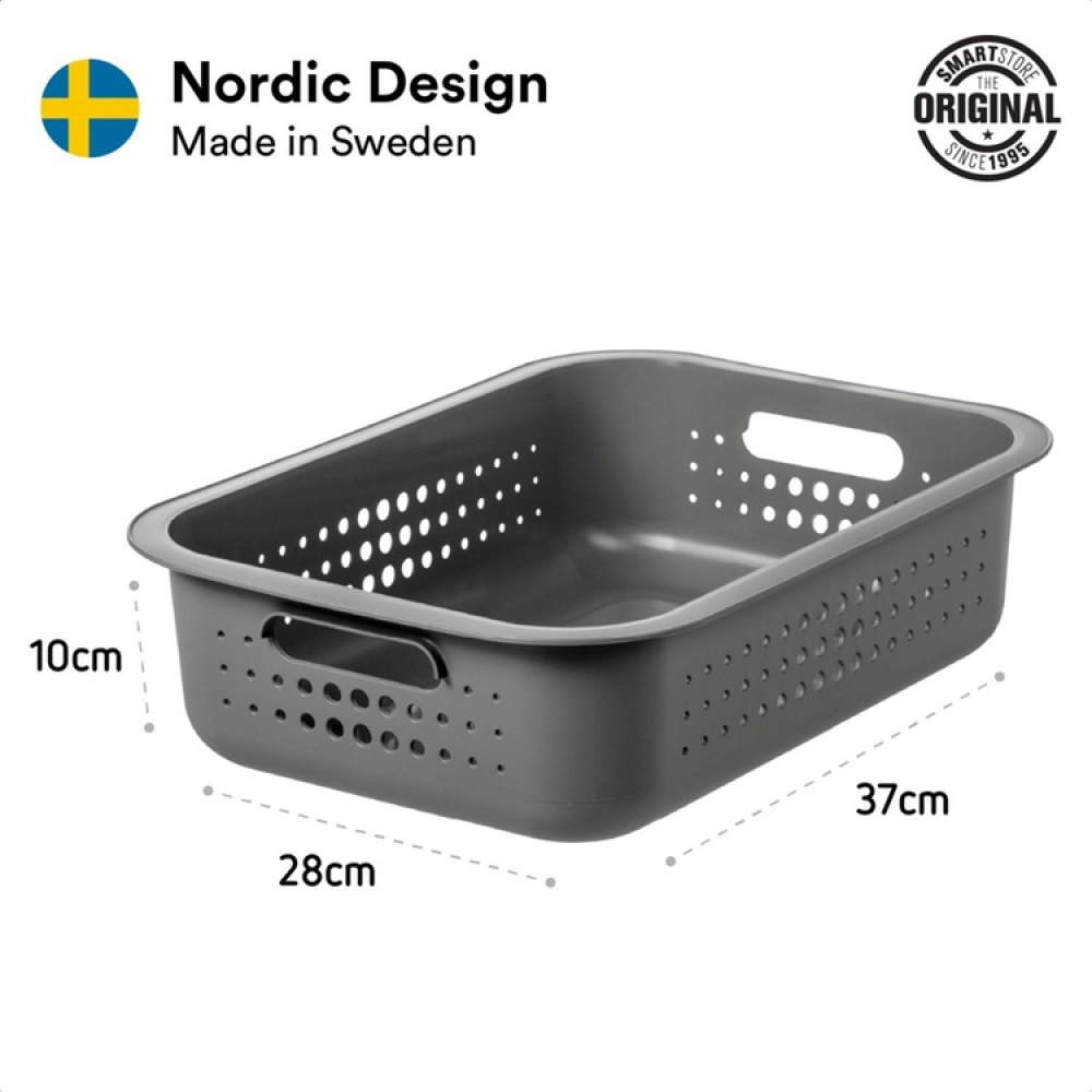 Oppbevaringskurv i resirkulert plast 6L, SmartStore, Grå i gruppen Oppbevaring / Lager- og garasjeoppbevaring hos SmartaSaker.se (41501)