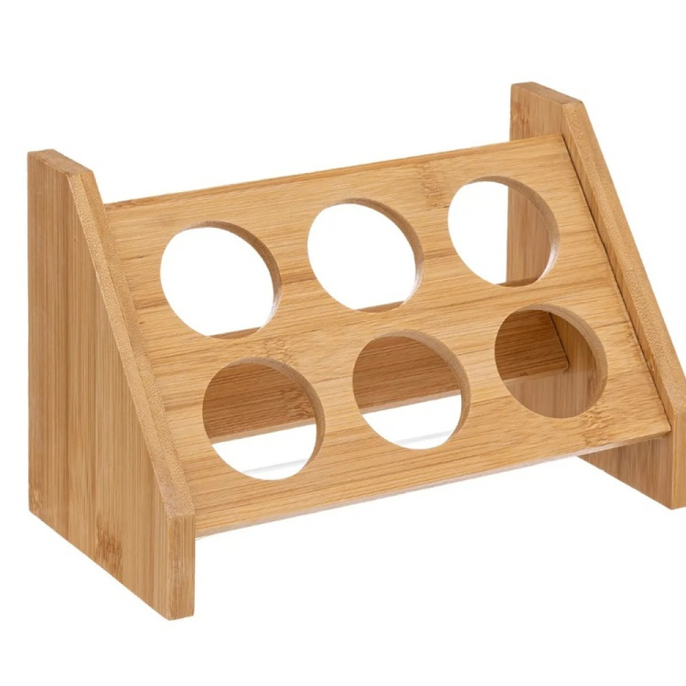 Krydderstativ i bambus med 6 glasskrukker, BAMBOO SPICE RACK, Natur i gruppen Oppbevaring / Kjøkkenskap / Organisere kjøkkenskap / Krydderhyller hos SmartaSaker.se (41609)