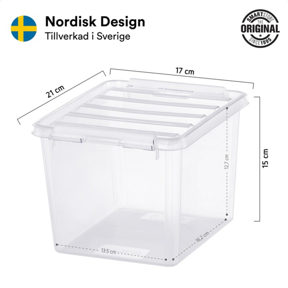 Oppbevaringsboks 3 l, SmartStore, Klar/sort i gruppen Oppbevaring hos SmartaSaker.se (41649)