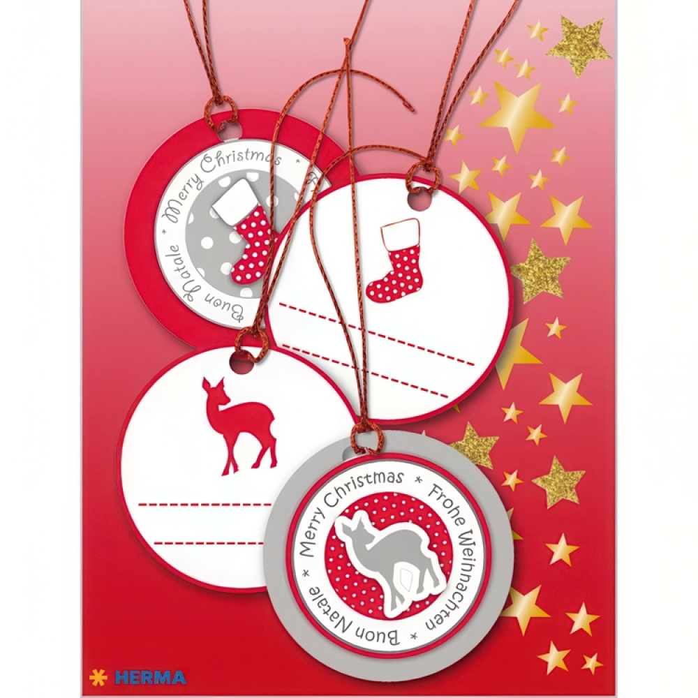 Luksuriøse gaveetiketter med julemotiv, 4 stk, 3D CHRISTMAS GIFT TAGS, Ø 5 cm i gruppen Oppbevaring hos SmartaSaker.se (41714)