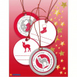Luksuriøse gaveetiketter med julemotiv, 4 stk, 3D CHRISTMAS GIFT TAGS, Ø 5 cm
