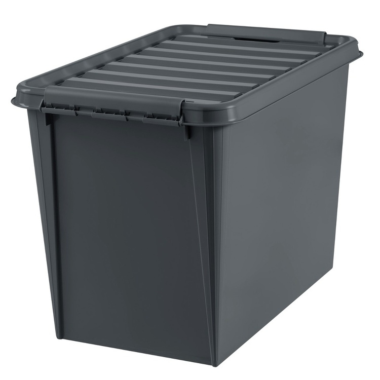 Stor oppbevaringsboks med lokk i resirkulert plast 66L, SmartStore, Svart i gruppen Oppbevaring / Oppbevaringsbokser hos SmartaSaker.se (41721)