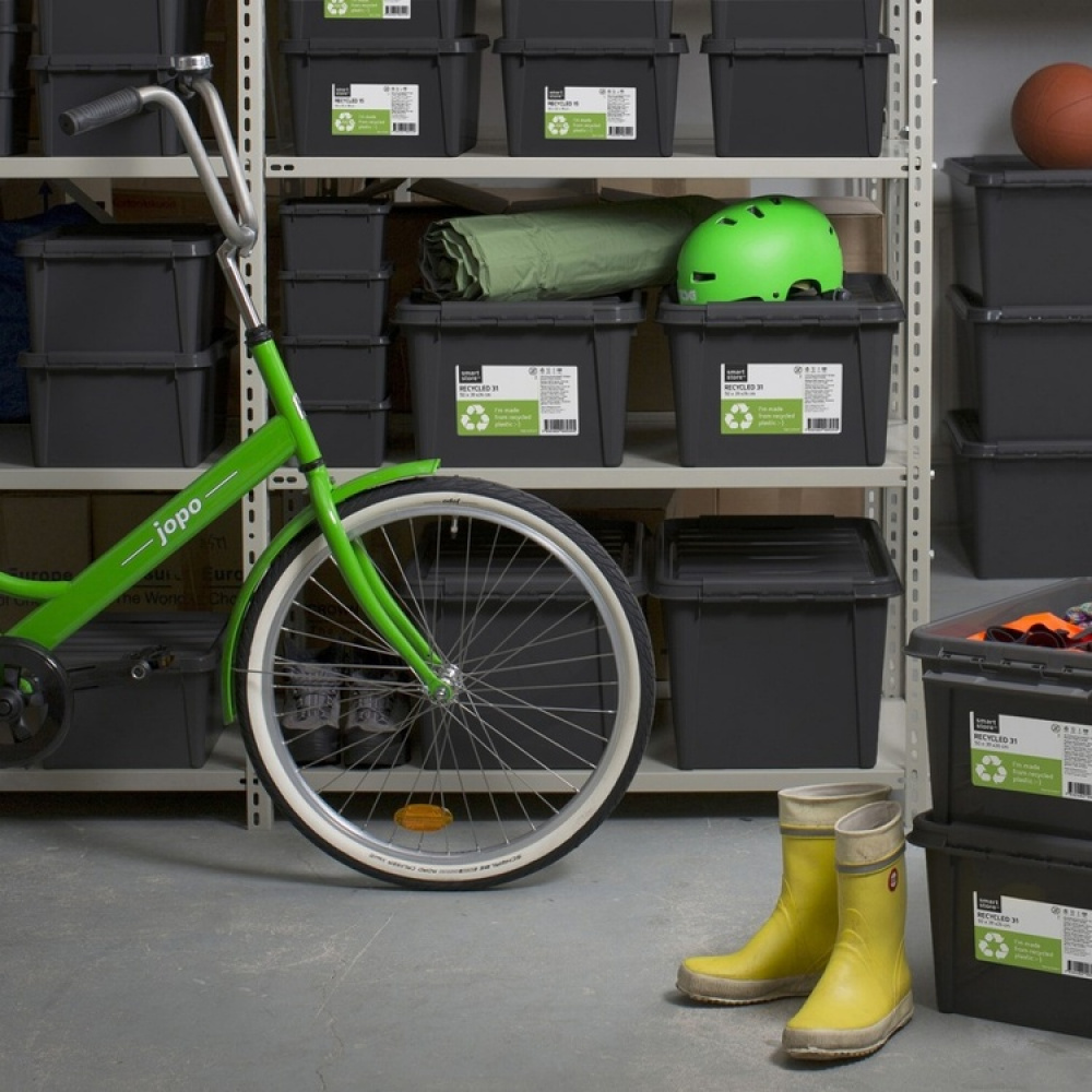 Stor oppbevaringsboks med lokk i resirkulert plast 66L, SmartStore, Svart i gruppen Oppbevaring / Oppbevaringsbokser hos SmartaSaker.se (41721)
