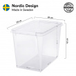 Stor oppbevaringsboks med lokk i resirkulert plast 66L, SmartStore, Svart