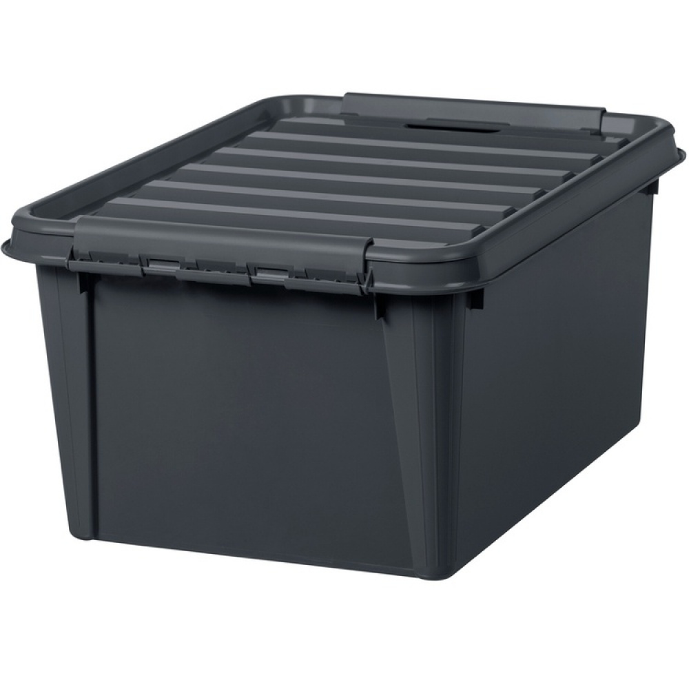 Oppbevaringsboks med lokk i resirkulert plast 31L, SmartStore, Grå i gruppen Oppbevaring / Oppbevaringsbokser / SmartStore oppbevaringsbokser hos SmartaSaker.se (41723)