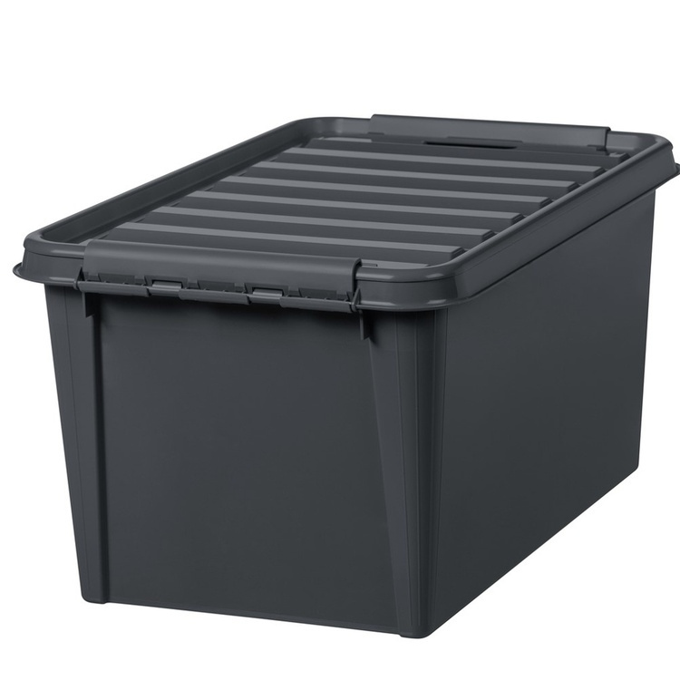 Stor oppbevaringsboks med lokk i resirkulert plast 46L, SmartStore, Svart i gruppen Oppbevaring / Oppbevaringsbokser / SmartStore oppbevaringsbokser hos SmartaSaker.se (41724)