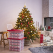 Oppbevaringsboks for julepynt med smart lokk 32L, Glitter