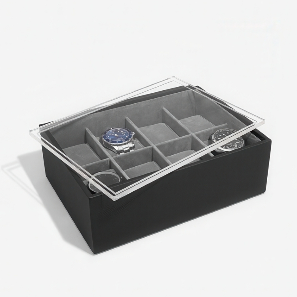 Klokkeboks med displaylokk, STACKERS WATCH BOX, 18 x 26 x H 9,5 cm Svart i gruppen Oppbevaring / Outlet hos SmartaSaker.se (41738)
