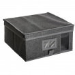 Eske i stoff med lokk, ORSO STORAGE BOX SMALL, 30 x 30 x H 15 cm, Mørkegrå