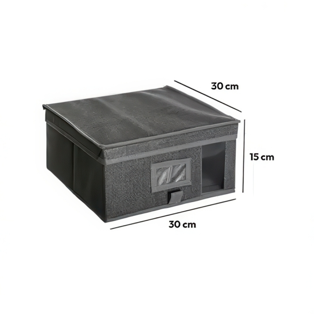 Eske i stoff med lokk, ORSO STORAGE BOX SMALL, 30 x 30 x H 15 cm, Mørkegrå i gruppen Oppbevaring / Oppbevaringsbokser hos SmartaSaker.se (41772)