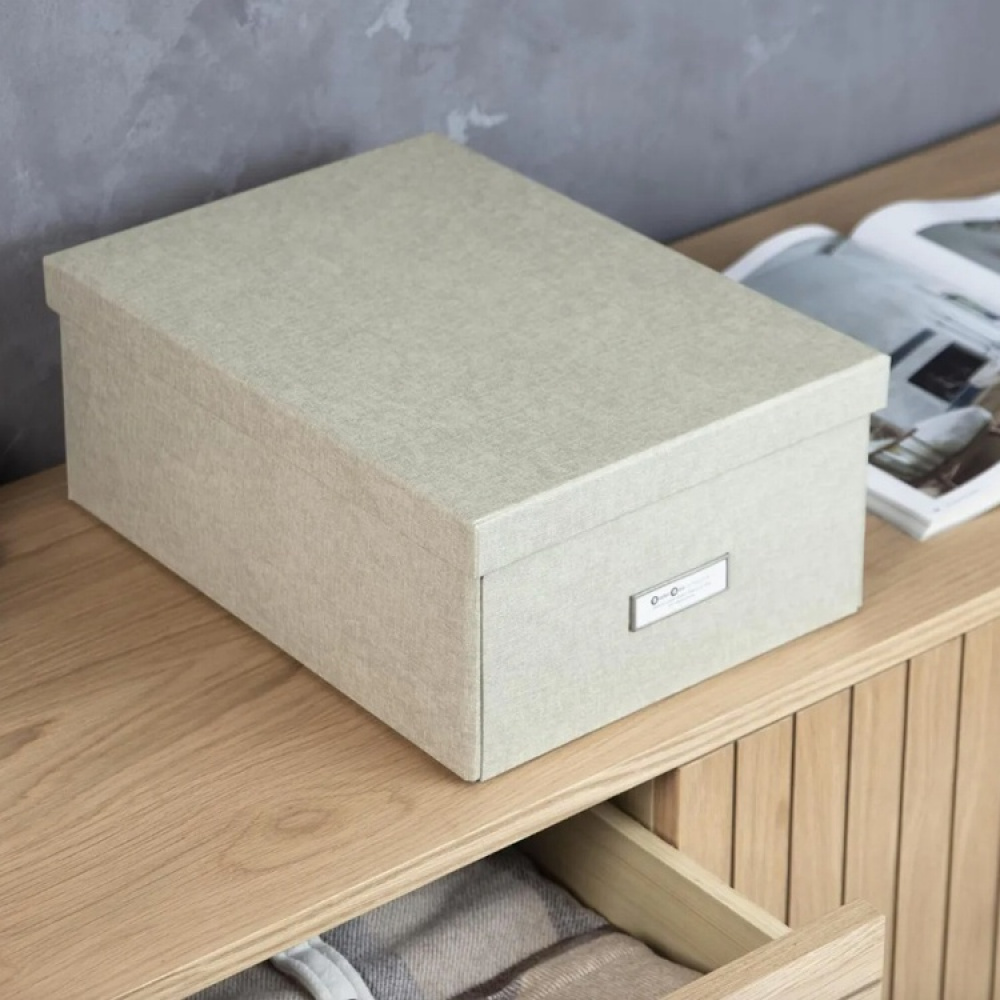 Oppbevaringsboks med etikettholder, Katia canvas, Bigso i gruppen Oppbevaring hos SmartaSaker.se (41790)