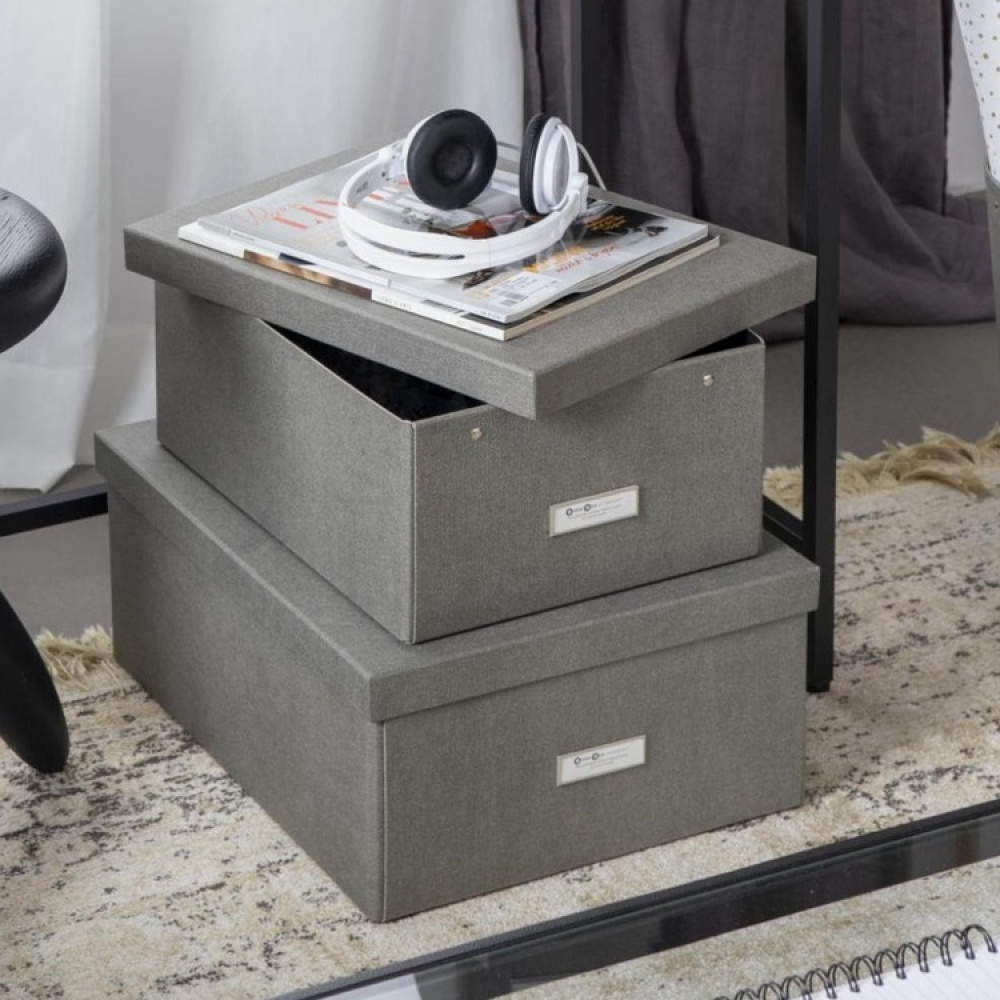 Oppbevaringsboks med etikettholder, Katia canvas, Bigso i gruppen Oppbevaring hos SmartaSaker.se (41790)
