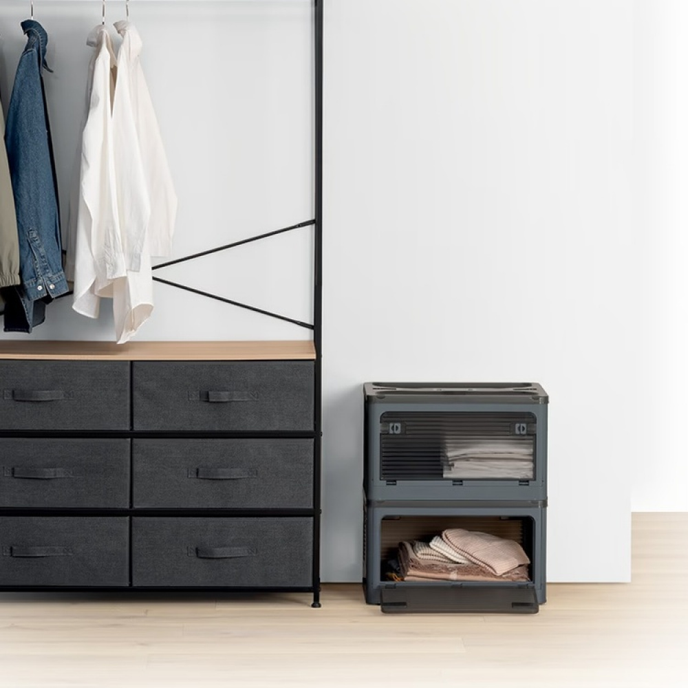 Boks med hjul, stablbar, MOBILE FOLDING BOX, 51,5 x 36 x H 30 cm, mørkegrå i gruppen Oppbevaring hos SmartaSaker.se (41801)