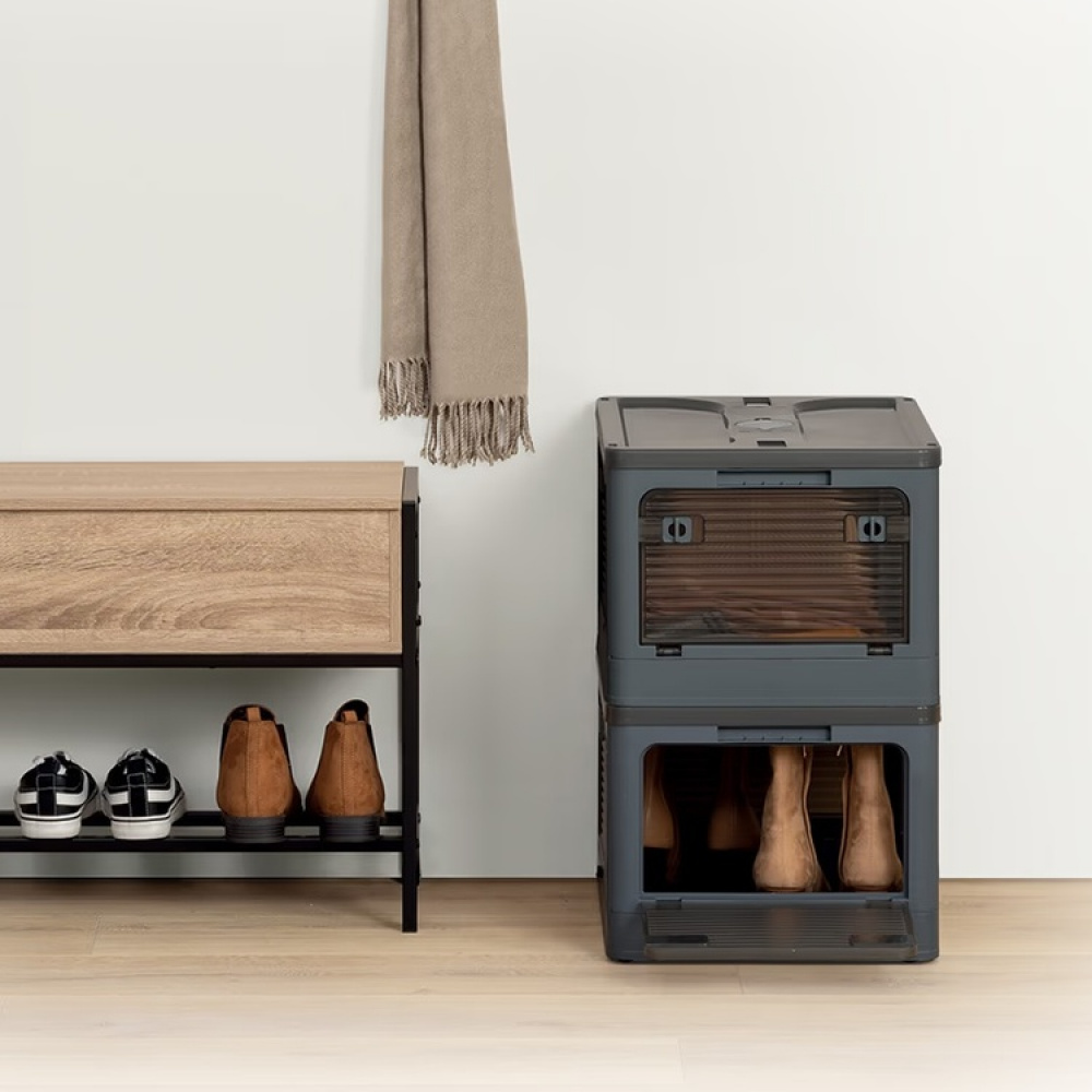 Boks med hjul, stablbar, MOBILE FOLDING BOX, 51,5 x 36 x H 30 cm, mørkegrå i gruppen Oppbevaring hos SmartaSaker.se (41801)