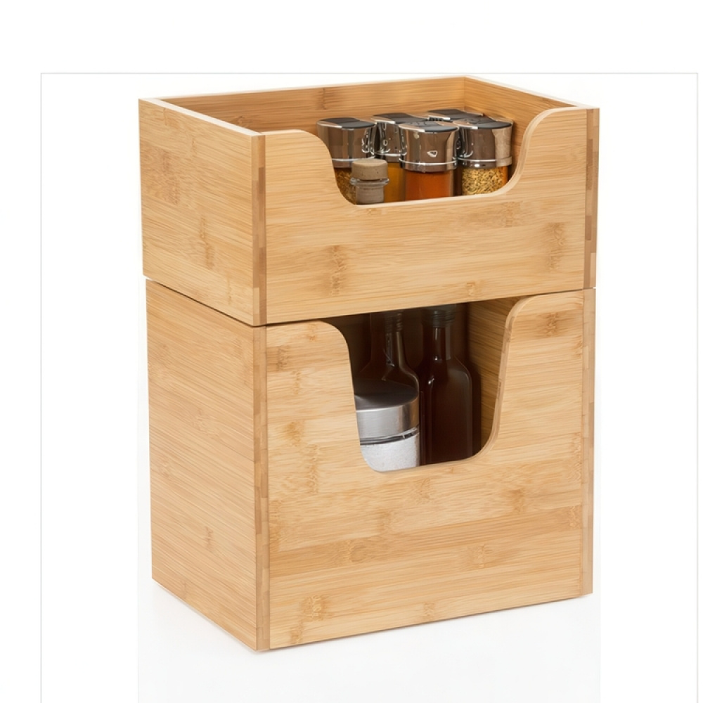 Kasse med åpen front, stablebar, STACK LARGE BAMBOO BASKET, 31,5 x 21,5 x H 26,5 cm, natur i gruppen Oppbevaring / Oppbevaringsbokser hos SmartaSaker.se (41830)