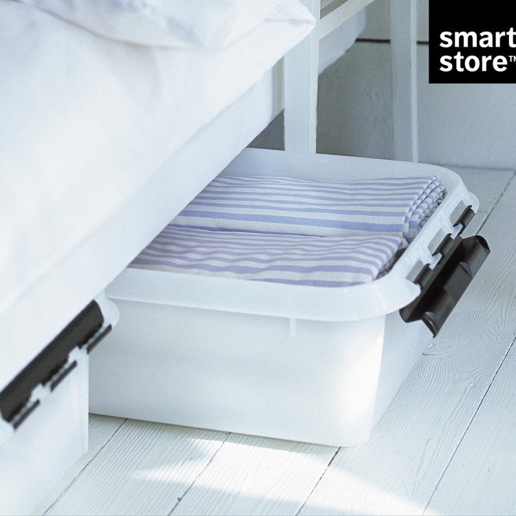 Oppbevaringsboks under sengen med hjul 30L, SmartStore, Klar/svart i gruppen Oppbevaring / Soveromoppbevaring hos SmartaSaker.se (41837)