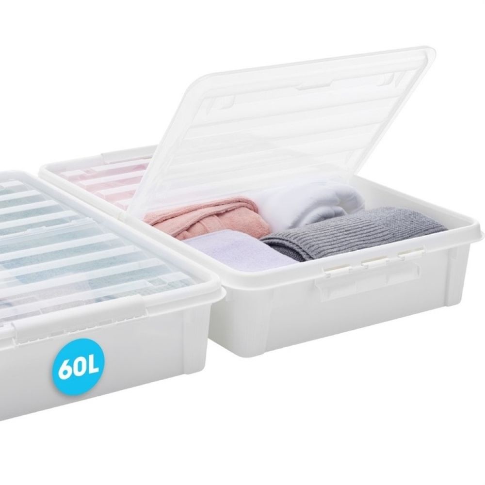 Stor oppbevaringsboks under sengen med hjul 60L, SmartStore, Klar/svart i gruppen Oppbevaring / Soveromoppbevaring hos SmartaSaker.se (41838)