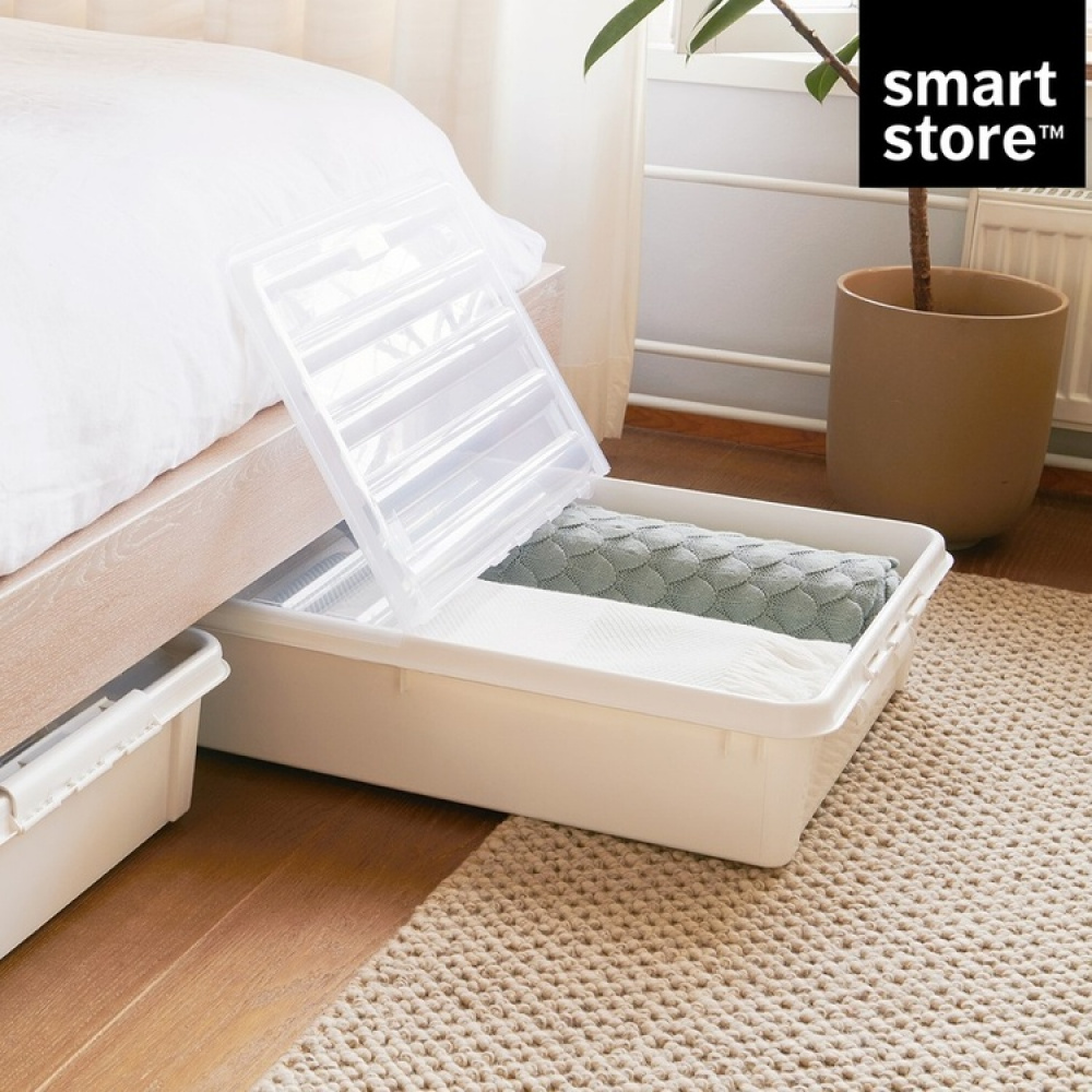 Stor oppbevaringsboks under sengen med hjul 60L, SmartStore, Klar/svart i gruppen Oppbevaring / Soveromoppbevaring hos SmartaSaker.se (41838)