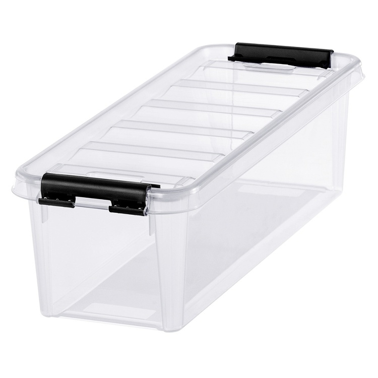 Avlang oppbevaringsboks med lokk 20L, SmartStore, Klar/svart i gruppen Oppbevaring hos SmartaSaker.se (41859)