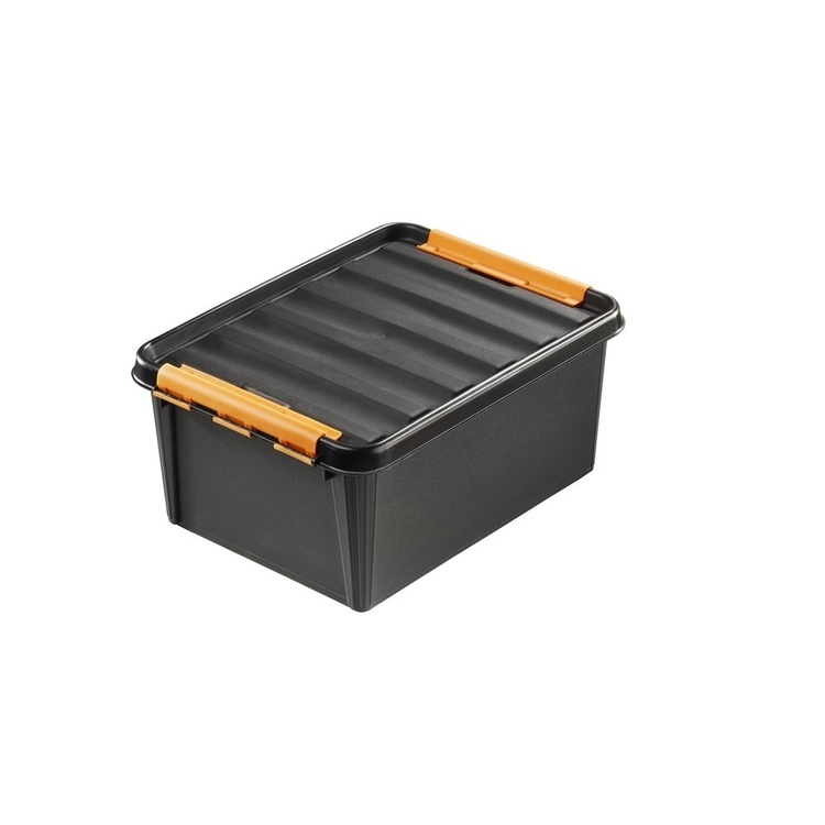 Oppbevaringsboks med lokk 14L, SmartStore Pro, Svart/oransje i gruppen Oppbevaring / Oppbevaringsbokser / SmartStore oppbevaringsbokser hos SmartaSaker.se (41863)
