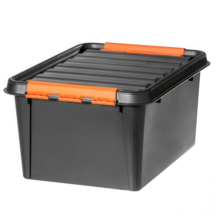 Oppbevaringsboks med lokk 31L, SmartStore Pro, Svart/oransje i gruppen Oppbevaring / Oppbevaringsbokser / SmartStore oppbevaringsbokser hos SmartaSaker.se (41864)