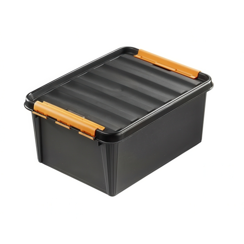 Oppbevaringsboks med lokk 31L, SmartStore Pro, Svart/oransje i gruppen Oppbevaring / Oppbevaringsbokser / SmartStore oppbevaringsbokser hos SmartaSaker.se (41864)