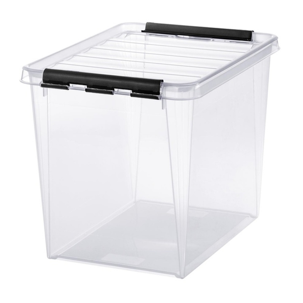 Høy oppbevaringsboks med lokk 25L, SmartStore, Klar/svart i gruppen Oppbevaring / Oppbevaringsbokser / SmartStore oppbevaringsbokser hos SmartaSaker.se (41866)