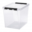 Høy oppbevaringsboks med lokk 25L, SmartStore, Klar/svart