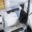 Høy oppbevaringsboks med lokk 25L, SmartStore, Klar/svart